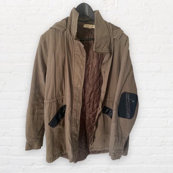 Staring at Stars olive green military style jacket with faux leather accent - Picture 1 of 3